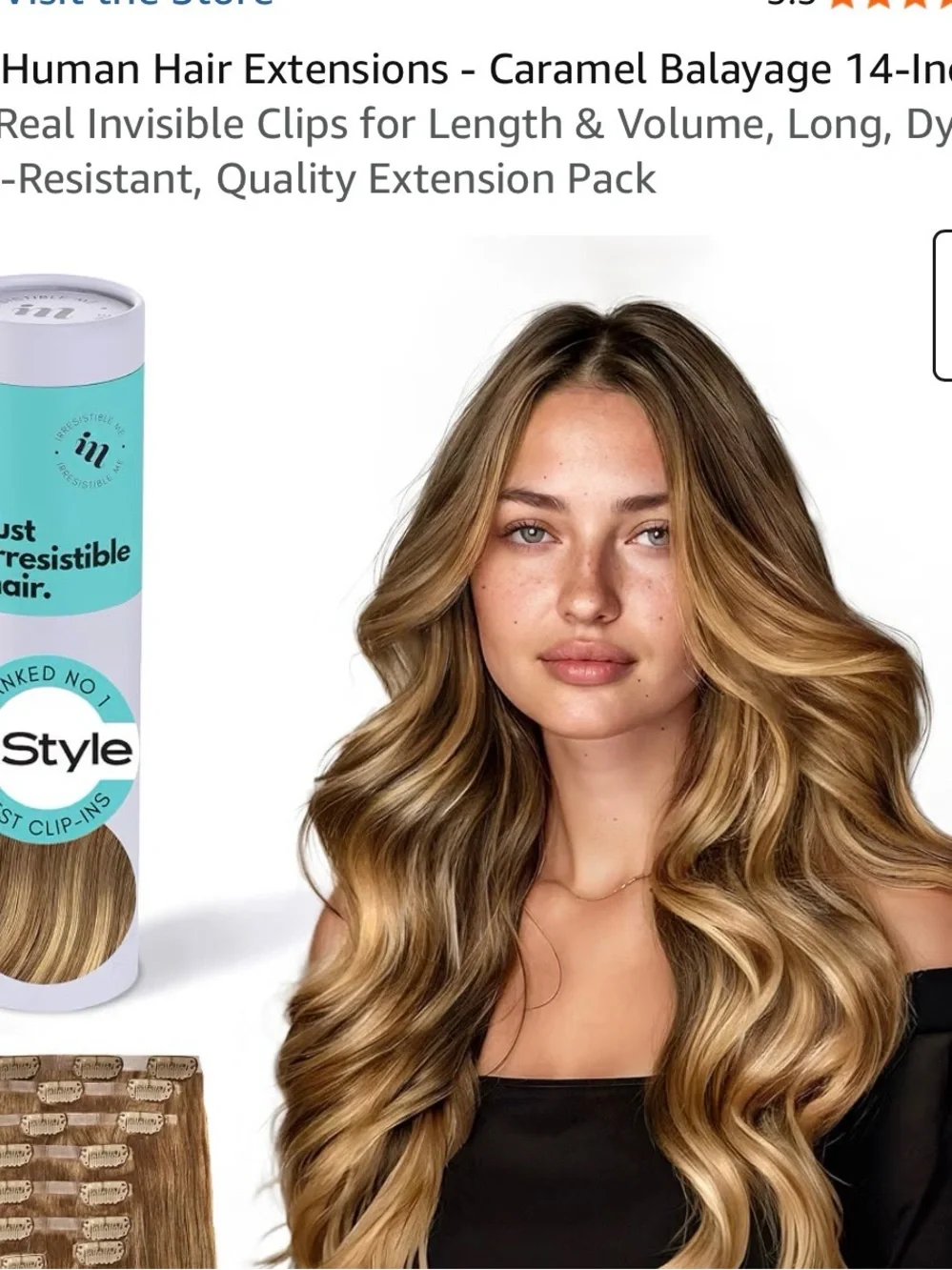 Invisible Clip-In Hair Extensions 14”  - Caramel Balayage Blend